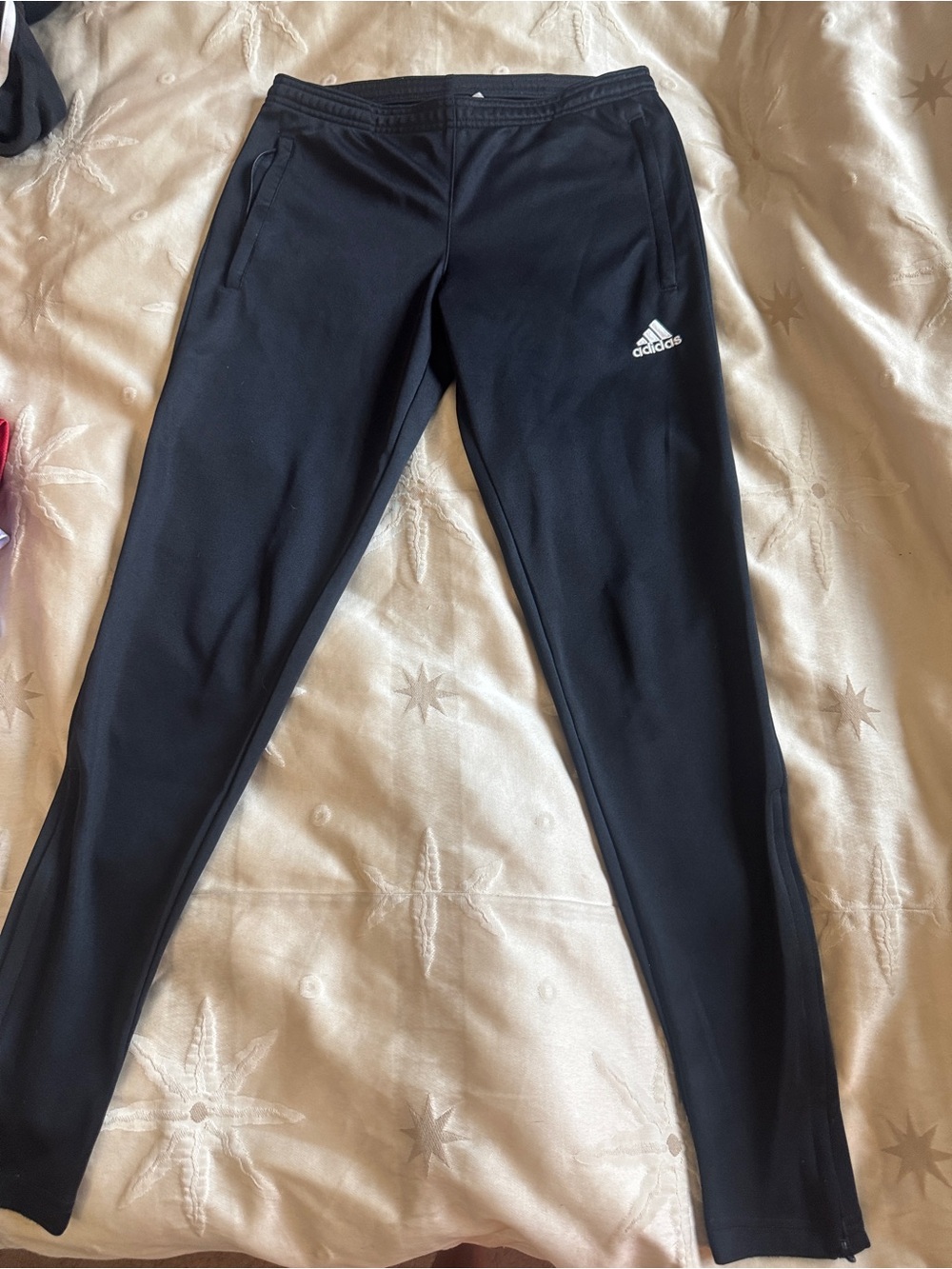 adidas Black Kids Slim Joggers with Zip Pockets